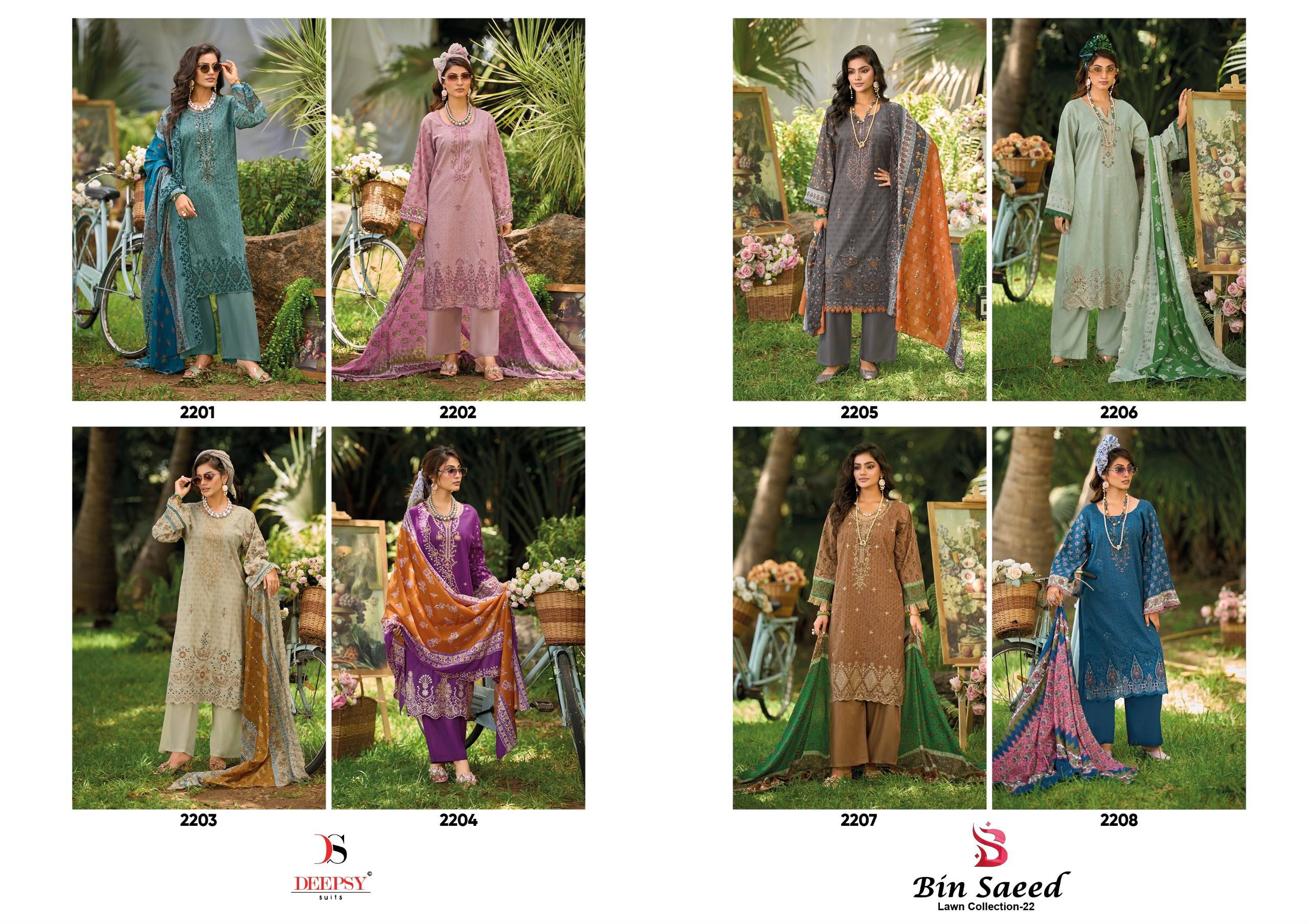 BIN SAEED-22 By DEEPSY SUITS 2201 To 2208 Series Pakistani Suits Colorful Ethnic Wear Pure Cotton Readymade Dresses At Wholesale